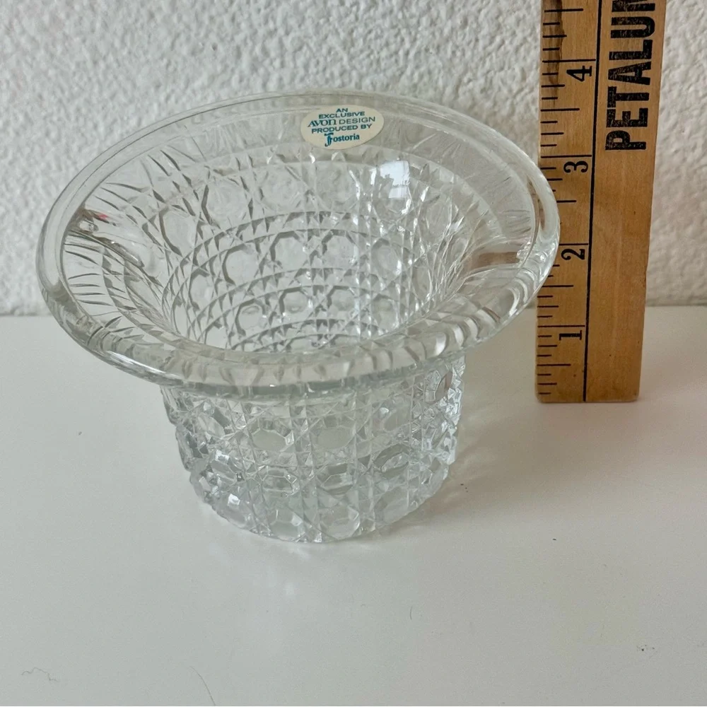 Rare Vintage 1970s AVON Fostoria Glass Candlelight Basket-Charisma Scent NOS